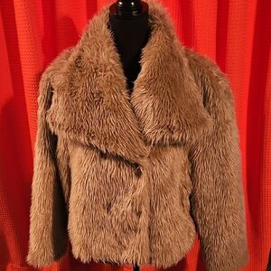Cozy Faux Fur Teddy Jacket in Brown